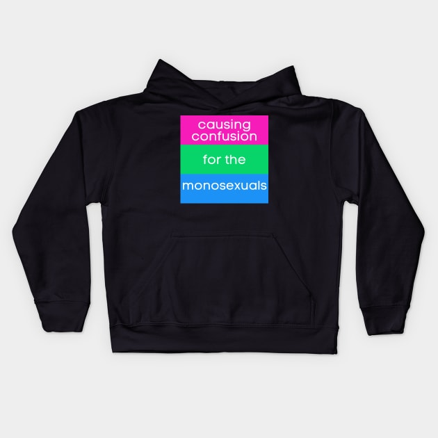 Causing Confusion for the Monosexuals poly version Kids Hoodie by The Witchy Bibliophile